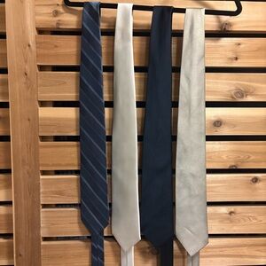 Set of Four Neck Ties in Blue, White, Black, Silver